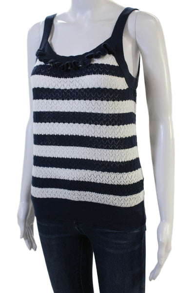 &Isla Women Striped Square Neck Cotton Camisole Dark Blue Petite Size S