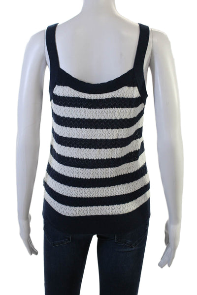 &Isla Women Striped Square Neck Cotton Camisole Dark Blue Petite Size S