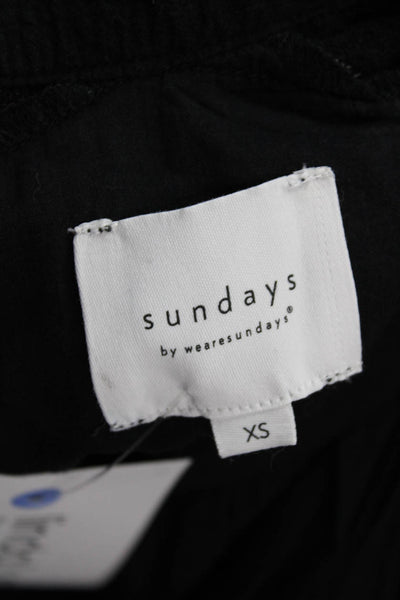 Sundays Womens Black Cotton High Neck Button Up Blouse ShortSleeve Fall Size XS