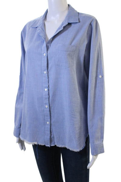 Stateside Women Light Blue Cotton Collared Basic Long Sleeve Button-Up Size S