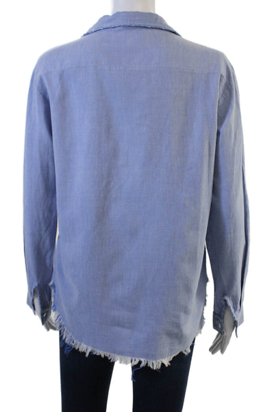 Stateside Women Light Blue Cotton Collared Basic Long Sleeve Button-Up Size S