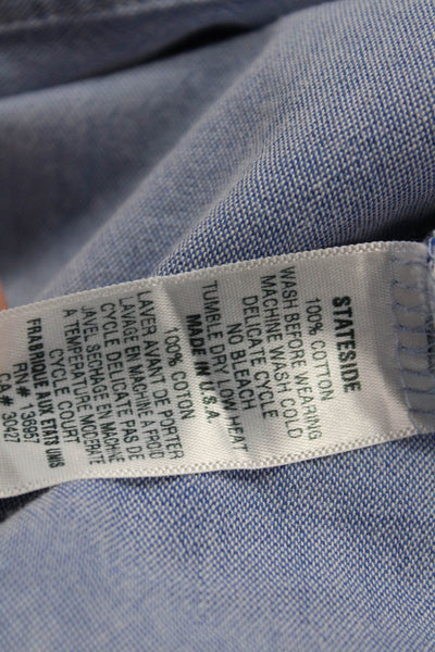 Stateside Women Light Blue Cotton Collared Basic Long Sleeve Button-Up Size S