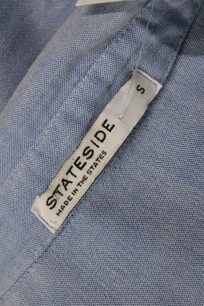 Stateside Women Light Blue Cotton Collared Basic Long Sleeve Button-Up Size S