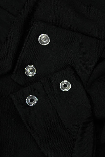 Sundays Womens Black Cotton Collared Solid Long Sleeve Bodysuit Size XS