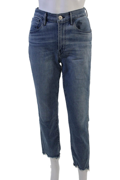 3x1 Womens Cropped Straight Blue Jeans Size 27
