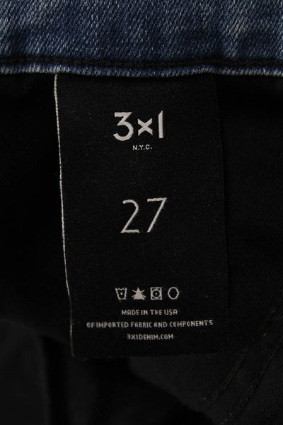 3x1 Womens Cropped Straight Blue Jeans Size 27