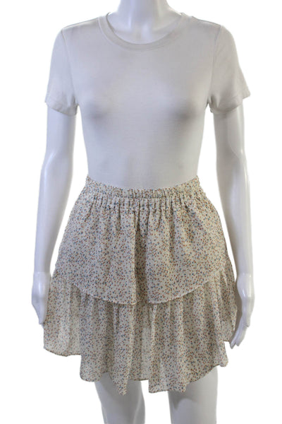 Drew Women Peasant Mini Floral Beige 100% Polyester Skirt Size S
