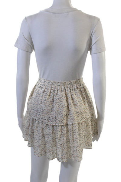 Drew Women Peasant Mini Floral Beige 100% Polyester Skirt Size S