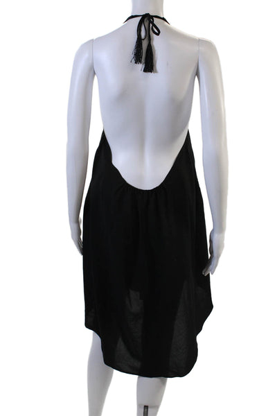 6 Shore Road Women Slip Dress Black V-Neck Sleeveless Mini Tie Size M
