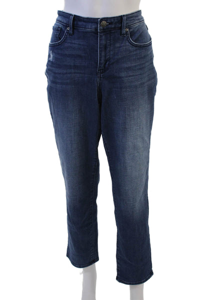 NYDJ Women Cropped Jeans Dark Blue Mid Rise Button Fly Size 10