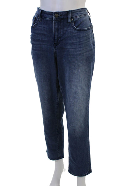 NYDJ Women Cropped Jeans Dark Blue Mid Rise Button Fly Size 10