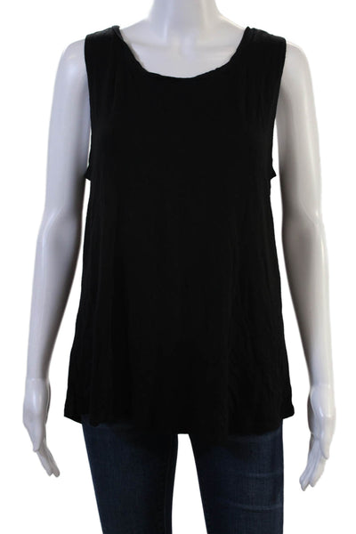 Terez Womens Basic Black Lace Up Tank Sleeveless Round Neck Size M