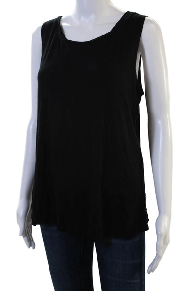 Terez Womens Basic Black Lace Up Tank Sleeveless Round Neck Size M