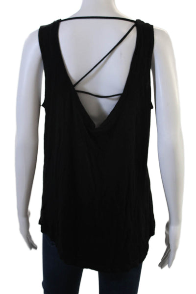 Terez Womens Basic Black Lace Up Tank Sleeveless Round Neck Size M