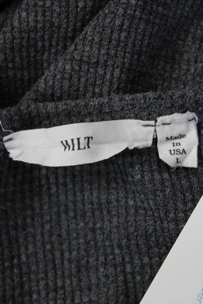 Wilt Womens V-Neck Pullover Sweater Long Sleeve Dark Gray Size L