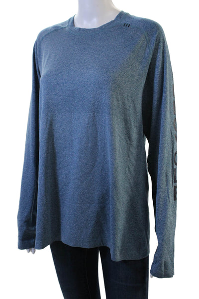 Lululemon Unisex Blue Long Sleeve Crew Neck Basic T-Shirt Polyester Size 10