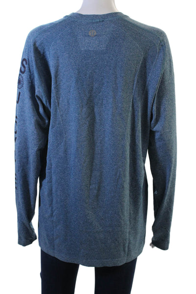 Lululemon Unisex Blue Long Sleeve Crew Neck Basic T-Shirt Polyester Size 10