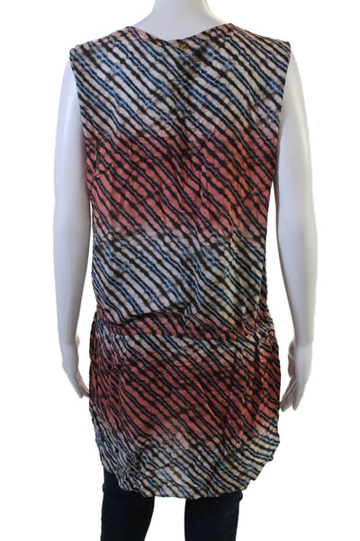 Vix Paula Hermanny Women Tunic Sleeveless V Neck Animal Print Black Size L