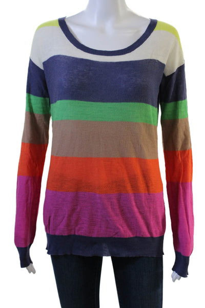 Splendid Unisex Pullover Striped Dark Blue Long Sleeve Sweater Size M