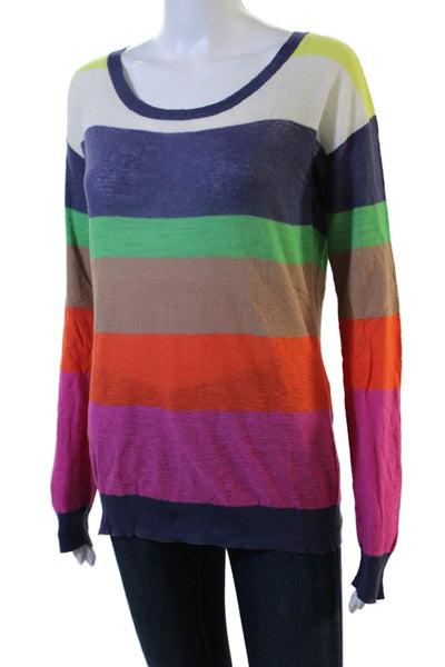 Splendid Unisex Pullover Striped Dark Blue Long Sleeve Sweater Size M