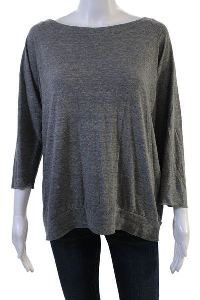 Nation LTD Womens Basic Jersey Top Gray Round Neck 3/4 Sleeve Size M