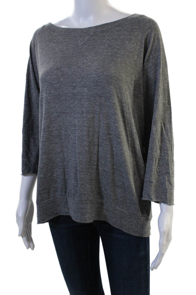 Nation LTD Womens Basic Jersey Top Gray Round Neck 3/4 Sleeve Size M