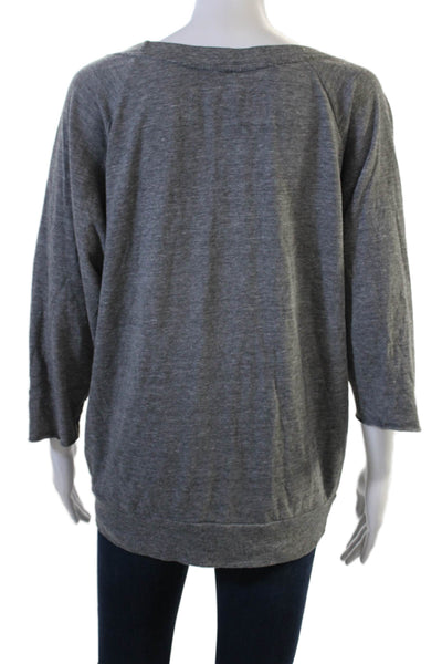 Nation LTD Womens Basic Jersey Top Gray Round Neck 3/4 Sleeve Size M
