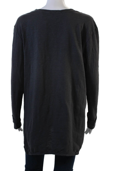 Wilt Women Dark Gray Cotton V-Neck Long Sleeve Tunic Grunge Size M