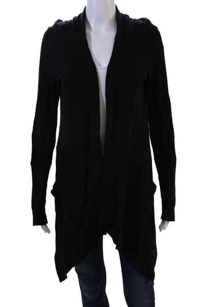 Splendid Women Cardigan Hoodies Black Long Sleeve Supima Modal Size L