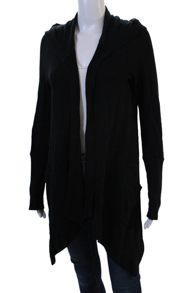 Splendid Women Cardigan Hoodies Black Long Sleeve Supima Modal Size L