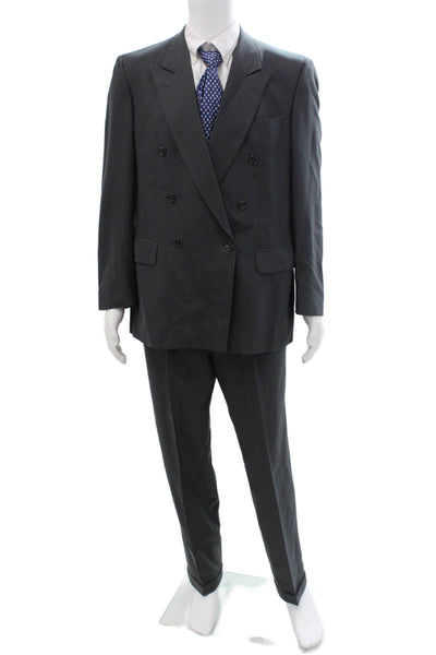 BOSS Mens Dark Gray Striped New Wool 2 Piece Suit Long Sleeve Size 42