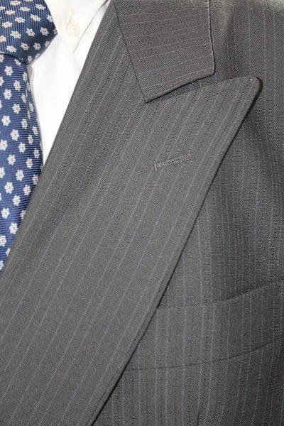 BOSS Mens Dark Gray Striped New Wool 2 Piece Suit Long Sleeve Size 42