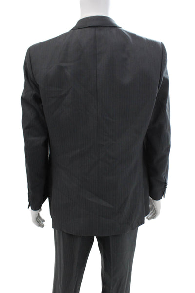 BOSS Mens Dark Gray Striped New Wool 2 Piece Suit Long Sleeve Size 42