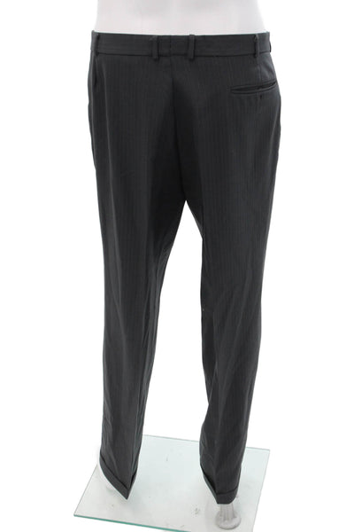 BOSS Mens Dark Gray Striped New Wool 2 Piece Suit Long Sleeve Size 42