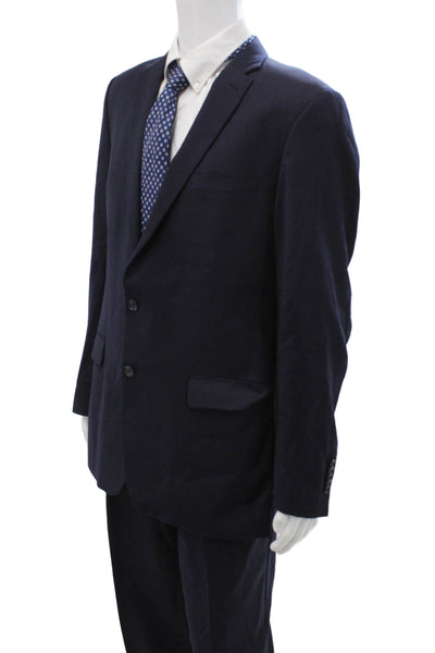 Spurr Mens 2 Piece Dark Blue Wool Suit Button Collared Size 46