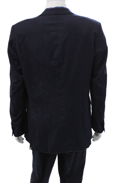 Spurr Mens 2 Piece Dark Blue Wool Suit Button Collared Size 46