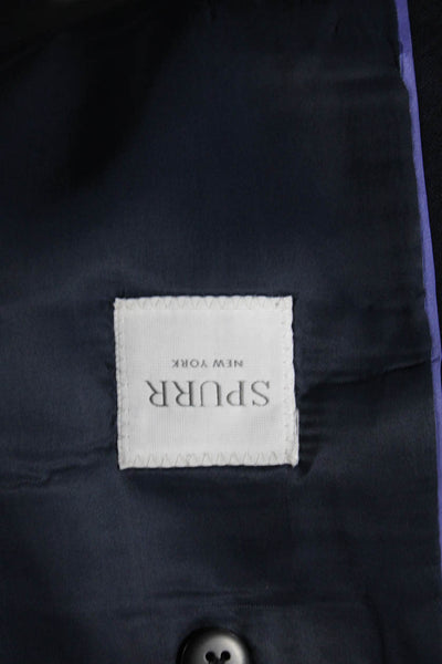 Spurr Mens 2 Piece Dark Blue Wool Suit Button Collared Size 46