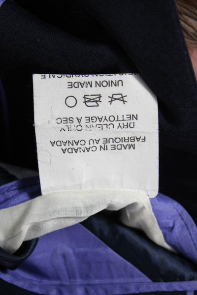 Spurr Mens 2 Piece Dark Blue Wool Suit Button Collared Size 46