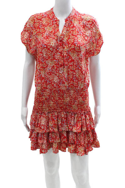 Skylar + Madison Women Shirt Dress Red Floral Knee-Length Size S