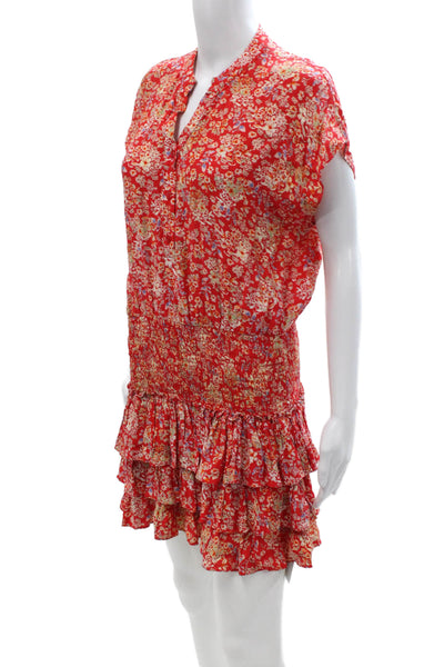 Skylar + Madison Women Shirt Dress Red Floral Knee-Length Size S