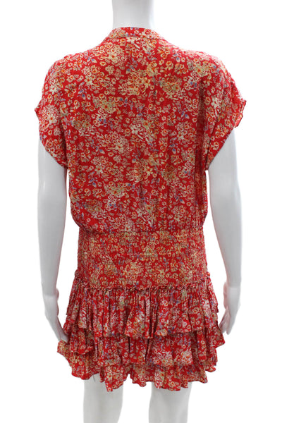 Skylar + Madison Women Shirt Dress Red Floral Knee-Length Size S