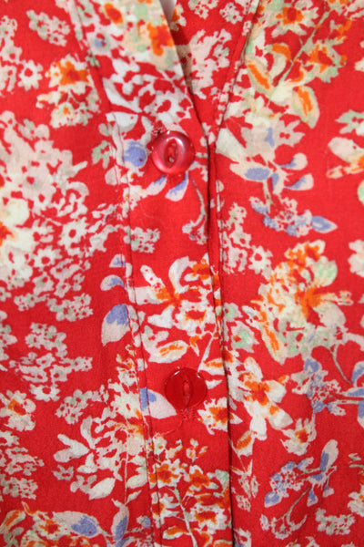 Skylar + Madison Women Shirt Dress Red Floral Knee-Length Size S