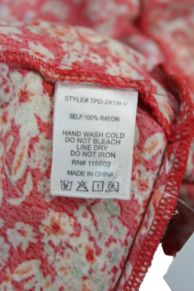 Skylar + Madison Women Shirt Dress Red Floral Knee-Length Size S