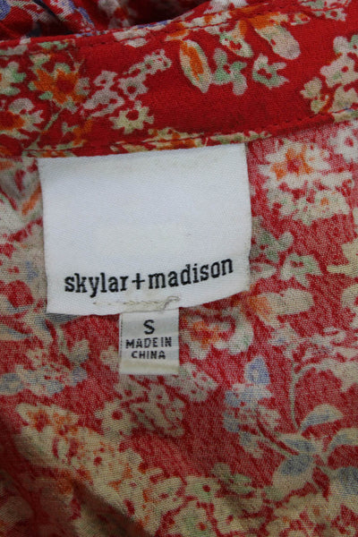Skylar + Madison Women Shirt Dress Red Floral Knee-Length Size S