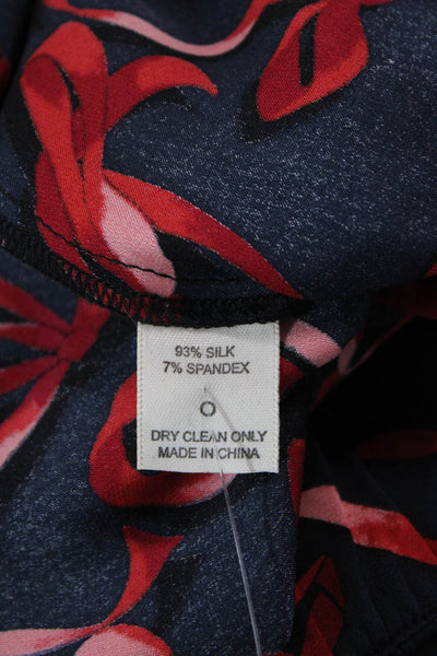 Piamita Women Ankle Cropped Silk Spandex Pants Dark Blue Size XS