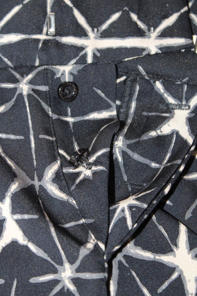 Piamita Women Cropped Ankle Pants Black Geometric Silk Blend Size XS