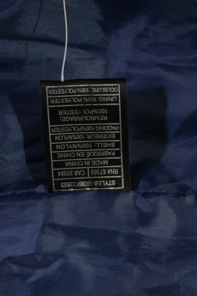 BB Dakota Women Bomber Puffer Jacket Blue Nylon Mock Neck Zip Size L