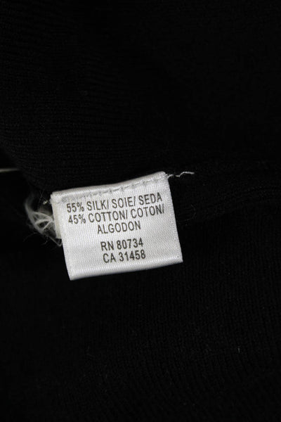 BCBGMAXAZRIA Women Sweater Dress Black V Neck Silk Cotton Long Sleeve Size M