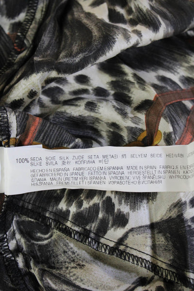 Zara Woman Womens A-Line Pleated Silk Animal Print Knee Length Skirt Size L