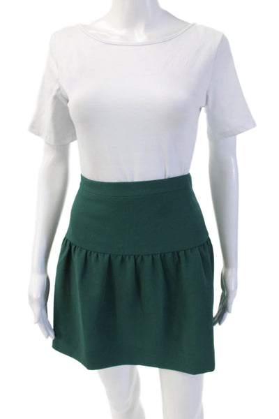 J Crew Womens A-Line Mini Skirt Green Polyester Solid Size 6